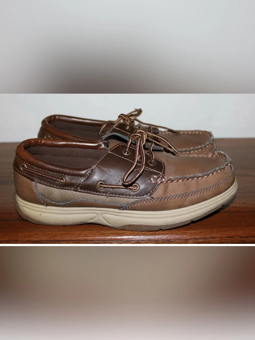 Youth Boys DEXTER Brown Lace Up Deck Boat Shoes - YOUTH Size 5M
